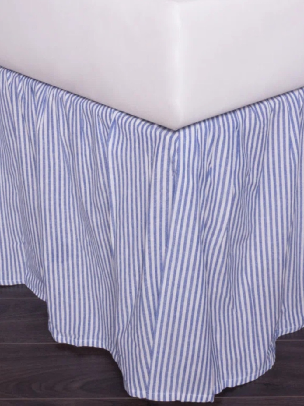 Ralph Lauren Queen Bed Skirt Blue White Stripes Bedding Sheets Prep 100% Cotton